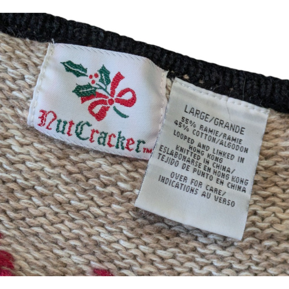 Vintage Nutcracker Christmas Tree Holiday Sweater Vest Size Large Zip Up Y2K 90s - Picture 3 of 7